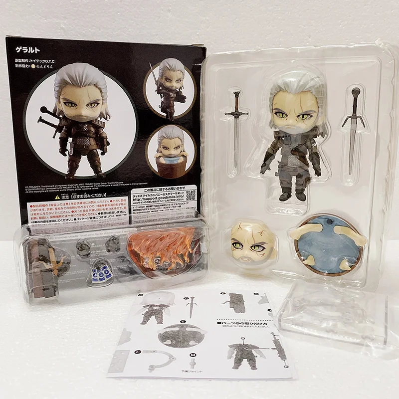 

10CM Witcher-ed 3 Wild Q version Hunt 907 Geralt White Wolf Geralt PVC Action Figures Model Toys Gift Doll