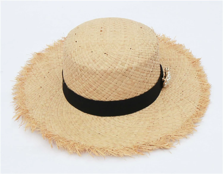 Дизайн, ручная работа, жемчужное животное, рафия, шляпа, модные женские пляжные шляпы, соломенная Солнцезащитная УФ-Кепка, женская летняя козырьковая Кепка