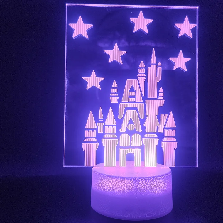 3D Lamp Battery Powered The Princess Castle for Girls Color Changing Festival Decoration Usb Led Night Light Lamp Hologram