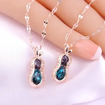 

Peanut Necklace Alloy Charm Lucky Pendant Clavicle Chain Jewelry Accessories for Women d88