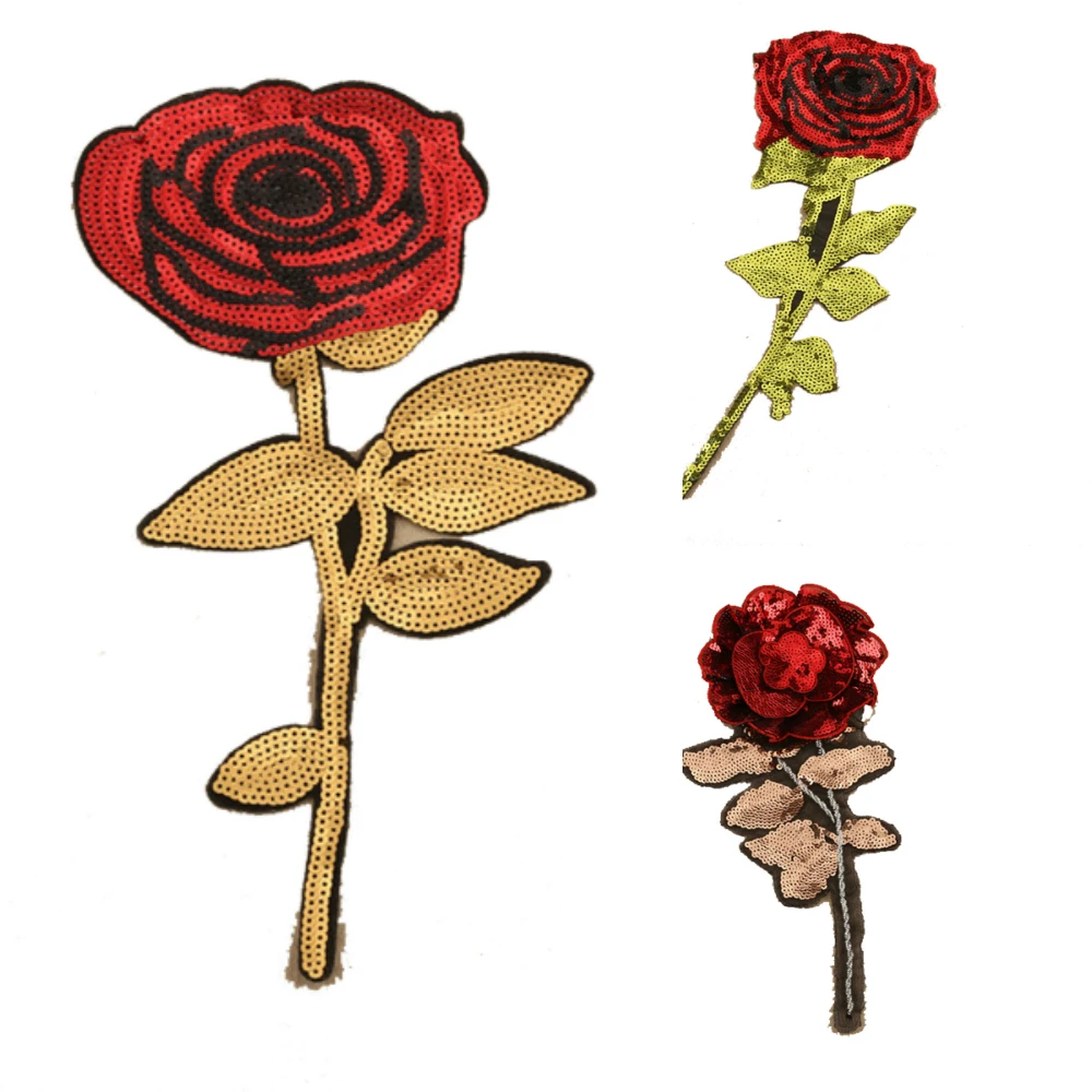 

1Pcs New Arrival Rose Flower Floral Shaped Patches Iron Sewing On Parches Patches Applique For Clothes Bag Jacket Decoration