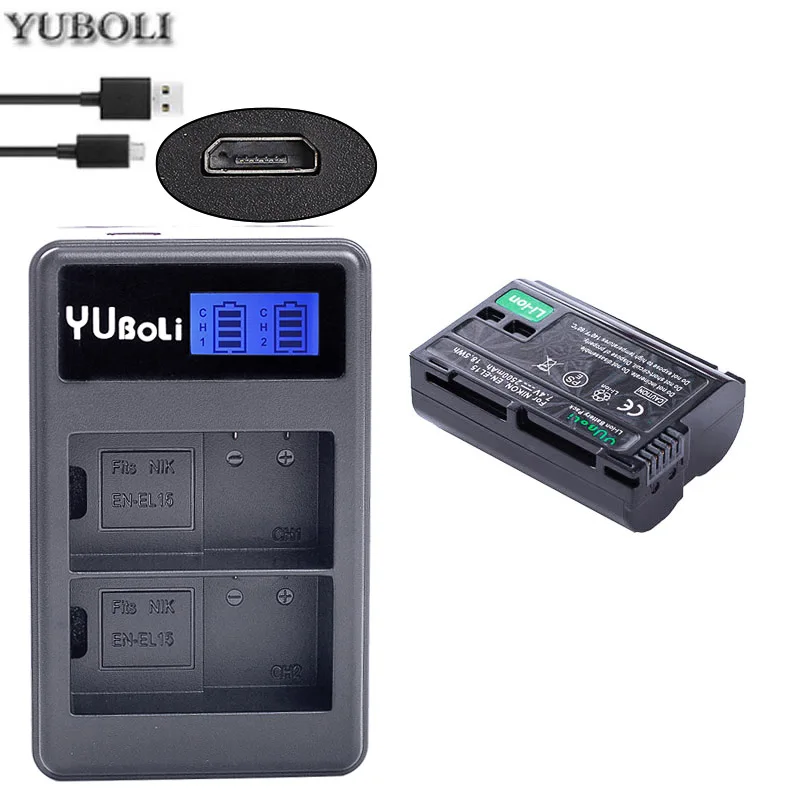 EN-EL15 ENEL15 RU EL15 ENEL15A батарея+ ЖК-дисплей USB зарядное устройство для Nikon D750 SLR D7000 D7100 D7200 D610 D7500 D810 D850 Z7 Z6