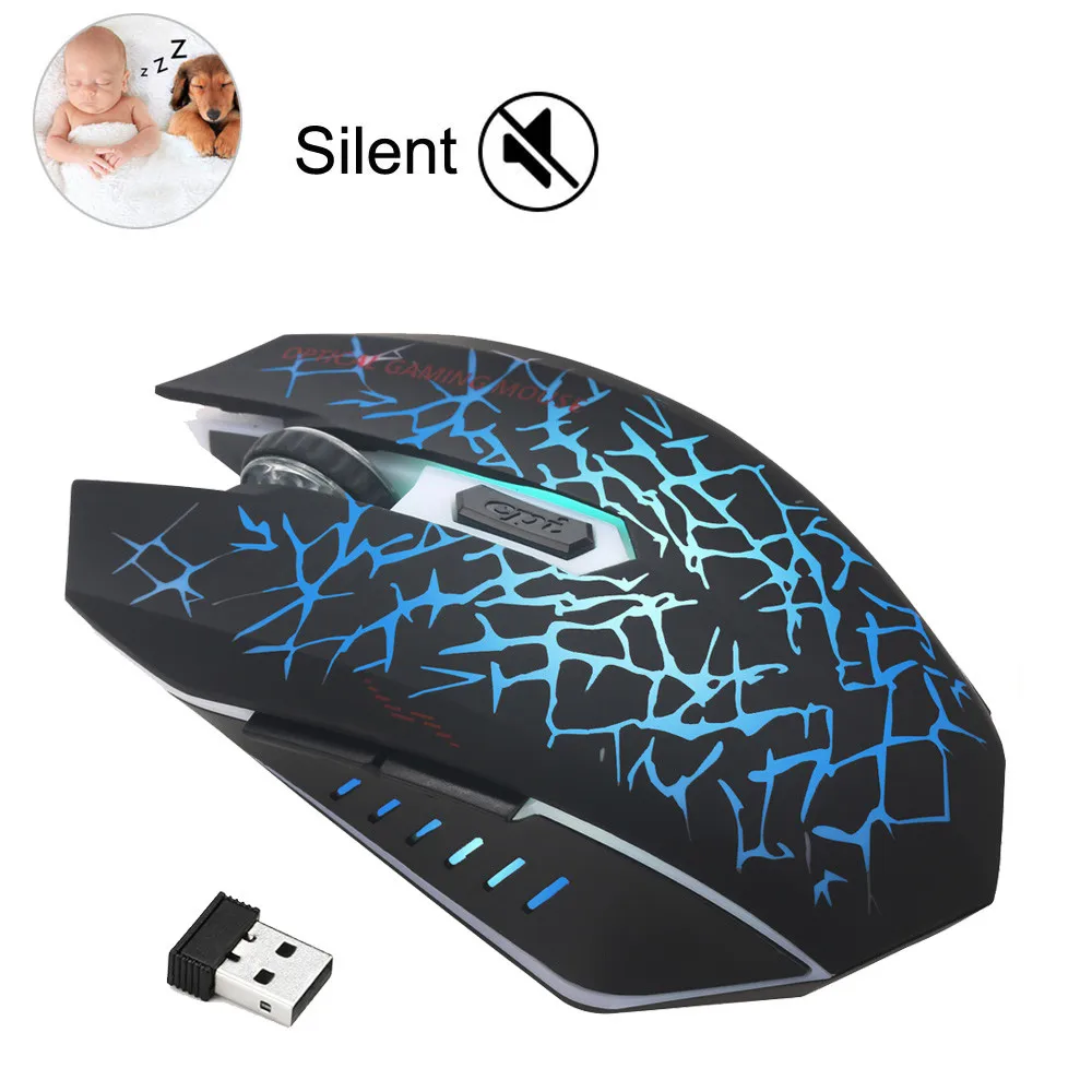 Rechargeable Wireless Silent Mice LED Backlit USB Optical Ergonomic Game Mouse 
