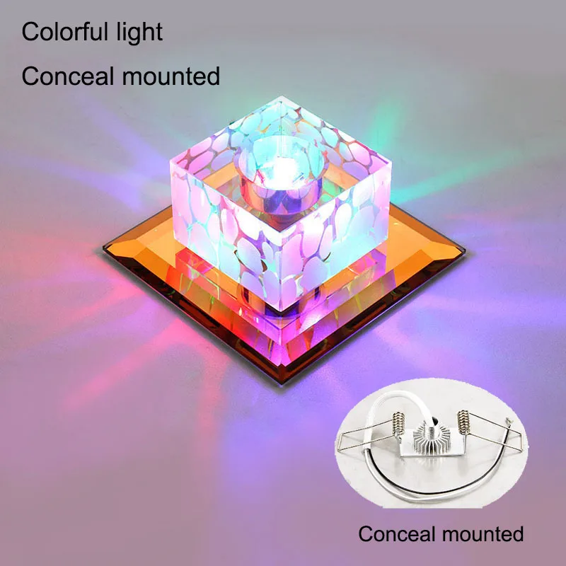 Хрустальные светодиодные потолочные светильники, современный плафон, светодиодный потолочный светильник для спальни, гостиной, Светильники для крыльца, коридора, бара, плафон, 3W - Цвет корпуса: Colorful Concealed