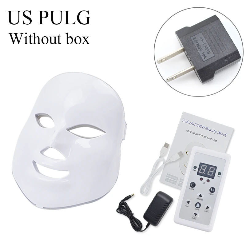 7 colors LED Facial Mask face mask Skin Care beauty Mask Photon Therapy Light Skin Rejuvenation Facial PDT Korean - Цвет: US PLUG NO BOX