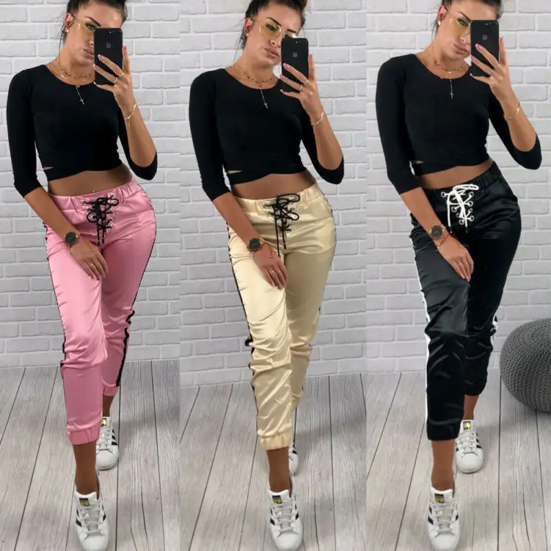 3 цвета женские осенние новые модные повседневные штаны женские Jogger Спортивные Брюки Лоскутные хип хоп Уличная Повседневная одежда