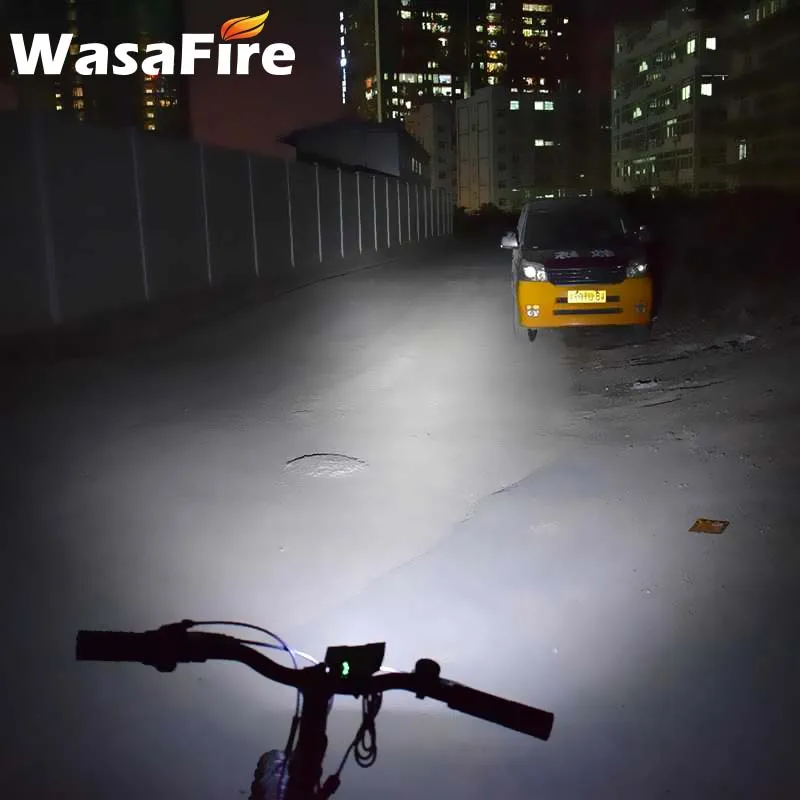 WasaFire 18650 Батарея велосипедная Передняя голова светильник 4 режима 3xT6 светодиодный велосипед светильник Велоспорт вспышки света светильник+ защитное Предупреждение USB хвост светильник