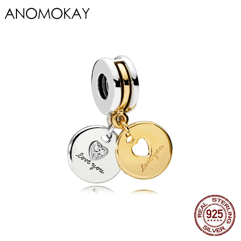 Billige Anomokay Sterling 925 Silber Mix Stil Gold Farbe Charms Anhänger Bead fit Pandora Armband Beste DIY Schmuck Machen Geschenk