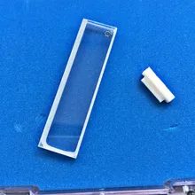 2PCS Quartz cuvettes with lids cell cuvette with box Integrally fused quartz cuvette 1MM optical path 800ul 10mm path length 4mm inside width quartz flow cuvette with stainless tube