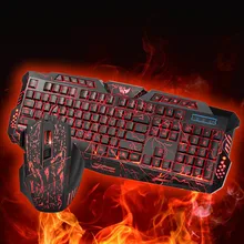 Профессиональная игровая USB Проводная клавиатура мышь комбо 7 цветов подсветка 104 клавиш Набор мышей клавиатуры FKU66
