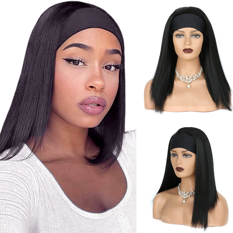 Best Price Headband Wigs Bangs Yaki Afro Postiche Kinkly Straight Natural Synthetic Women Black AjXNegq8Xk5