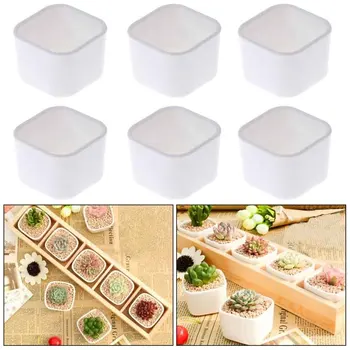 

5pcs Nursery Cactus Living Room Home Decorartion Square Planter Flower Pot Patio Office Succulent Plants Windowsill White Garden