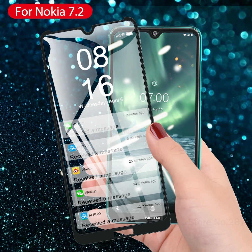 Закаленное стекло с полным покрытием для Nokia 7 2 9 4 3 8 1 5 Plus X5 Защита экрана