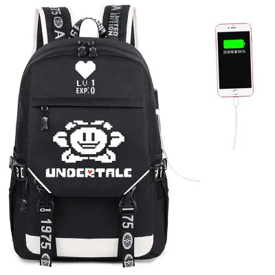 Style 4 Undertale Flowey Sans череп USB порт рюкзак для мальчиков и девочек Мужская и женская сумка дорожная школьная сумка Подростковая сумка для ноутбука Mochila - Цвет: Style 4