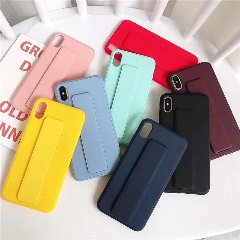

simple color frosted bracket Couple's Phone Cover Case For Iphone X 11 pro Xs Max Xr 10 8 7 Plus SE 4.7 Luxury soft Coque Fundas