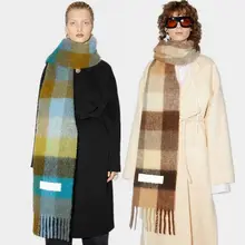 2021 Europe latest autumn and winter multi color thickened Plaid women's scarf AC with extended Plaid shawl couple warm scarf A1