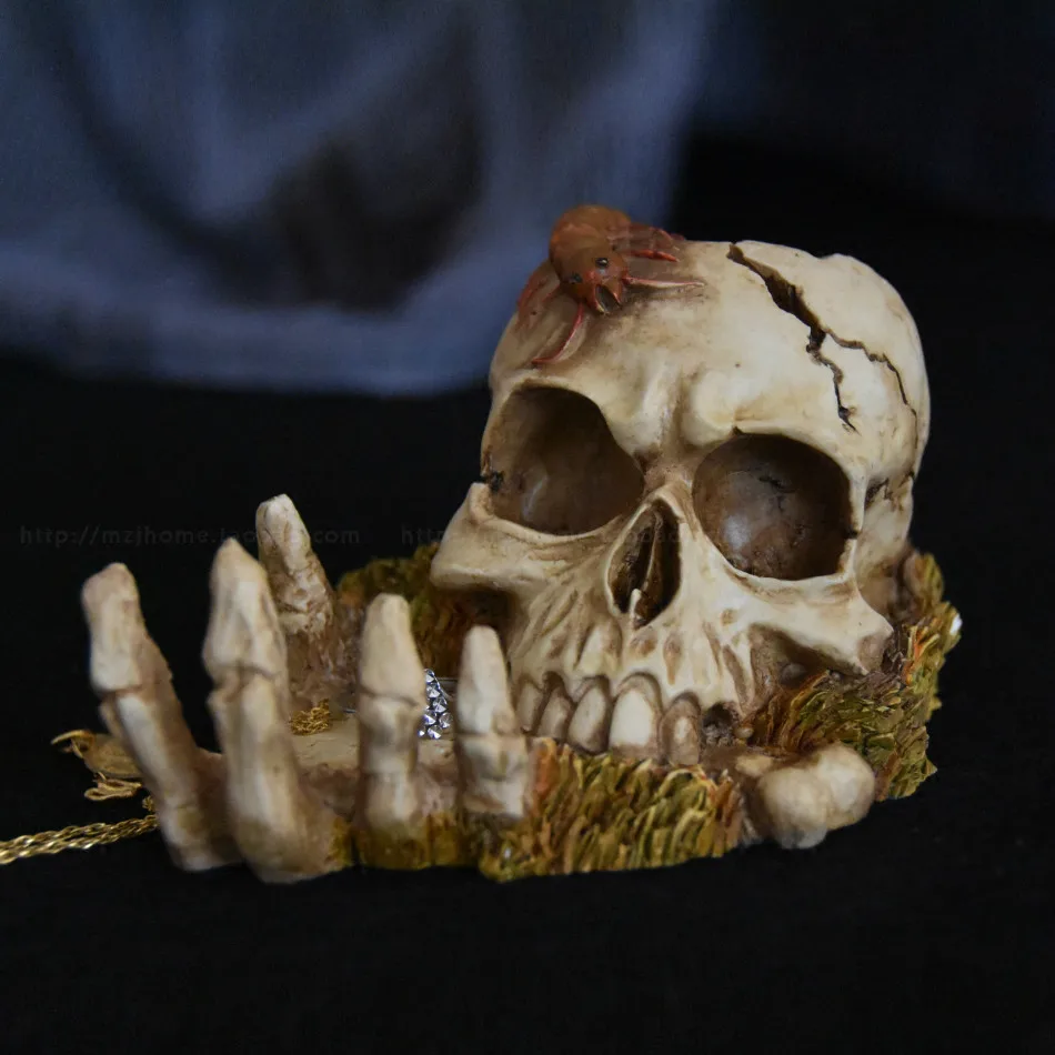 skull ashtray resin creative jewelry ring storage display personality Halloween gift aromatherapy box cranium funny horror | Дом и сад