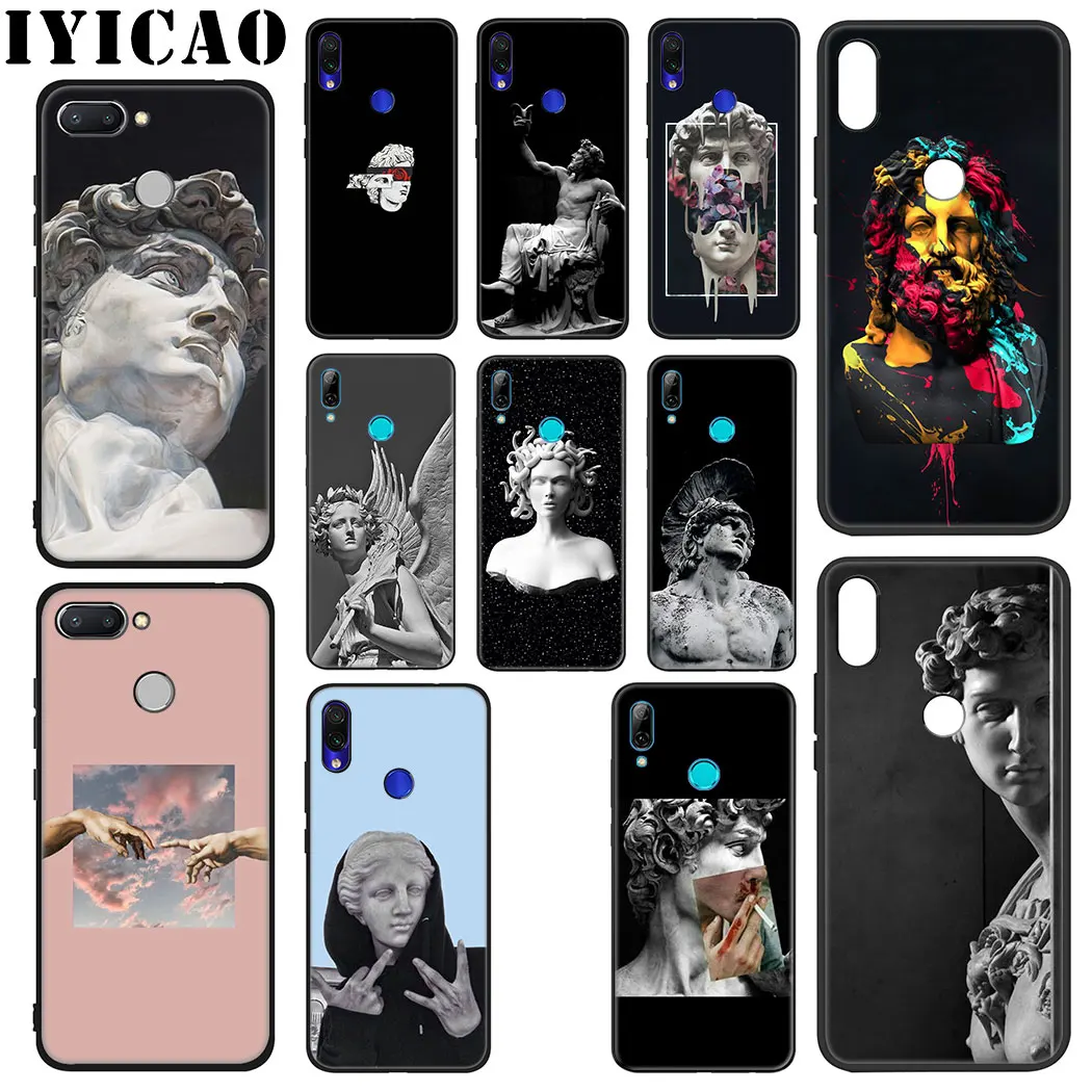 IYICAO Plaster Statue David Art Soft Case for Xiaomi Redmi Note 5 6 7 8 Pro 5A Prime 4 4X Phone |