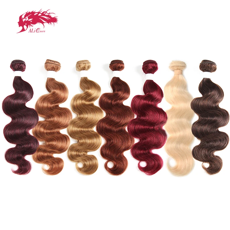 

Ali Queen Hair Brazilian Remy Hair Weave Bundles #613/#4/#33/#30/#27/#99J/#BURG Body Wave 1/3/4Pcs Human Hair Extension