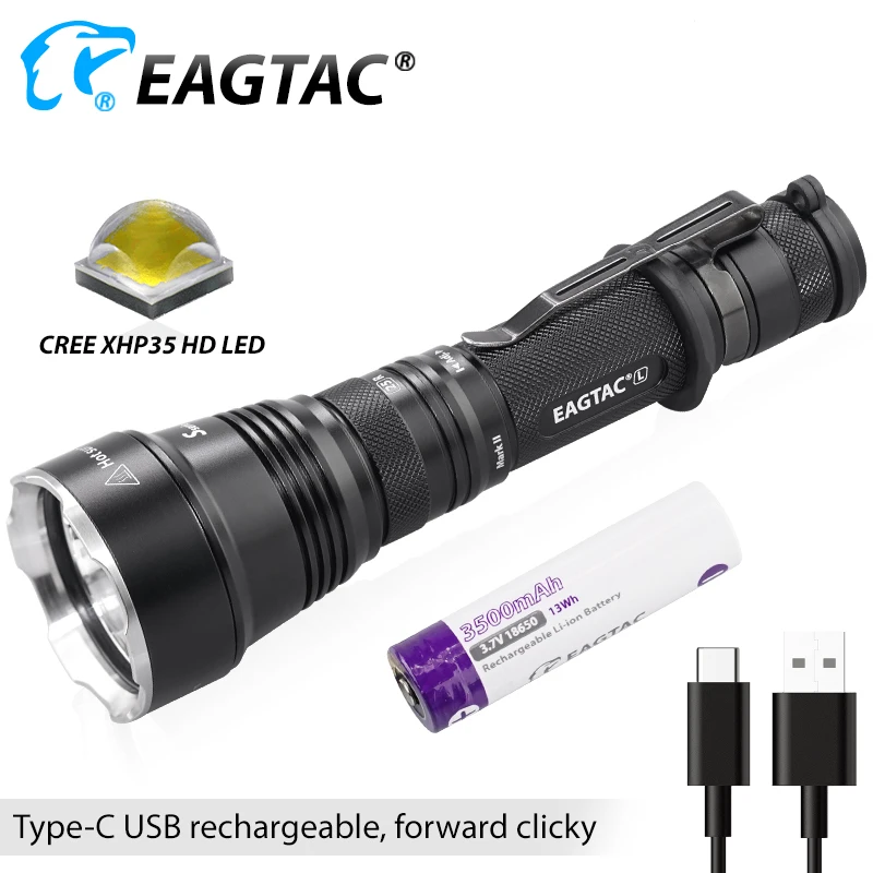 EAGTAC S25L-R USB Перезаряжаемый светодиодный светильник-вспышка 18650 батарея несколько режимов стробоскоп тактический фонарь охотничий светильник