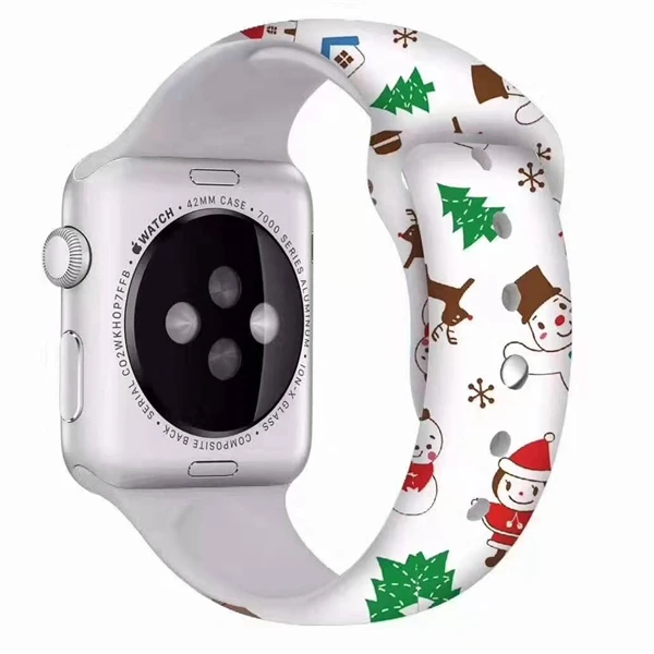 5 Ремешок для Apple Watch 5 4 3 2 1 Рождественский подарок из силикона с цветочным принтом для IWatch 42 мм 44 мм 40 мм 38 мм - Цвет ремешка: 5