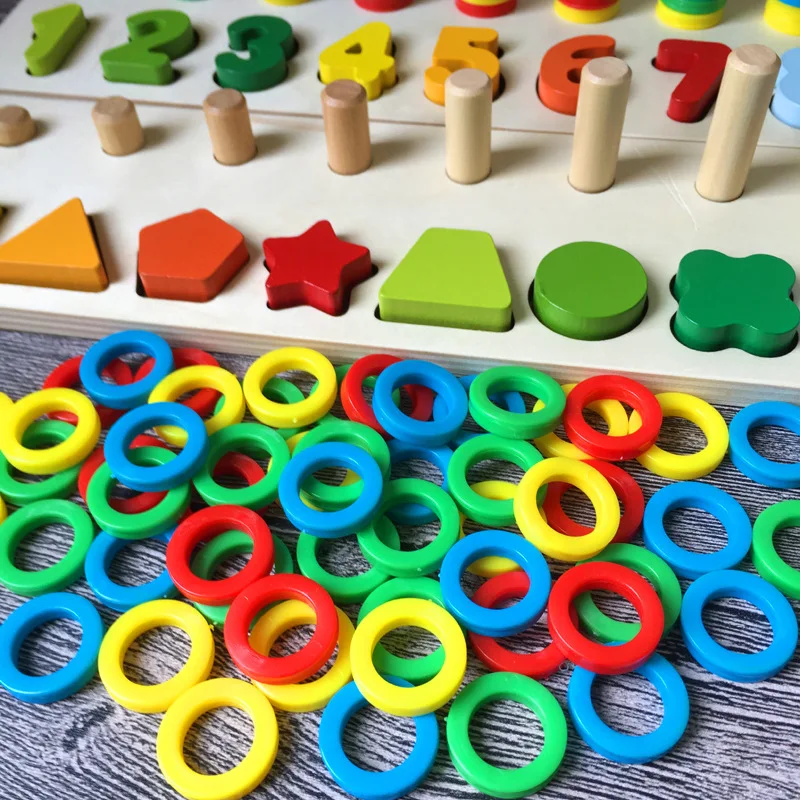 

Montessori Shape with Numbers Cognitive er tong ban Logarithmic Early Education Matching Building Blocks Educational Education T