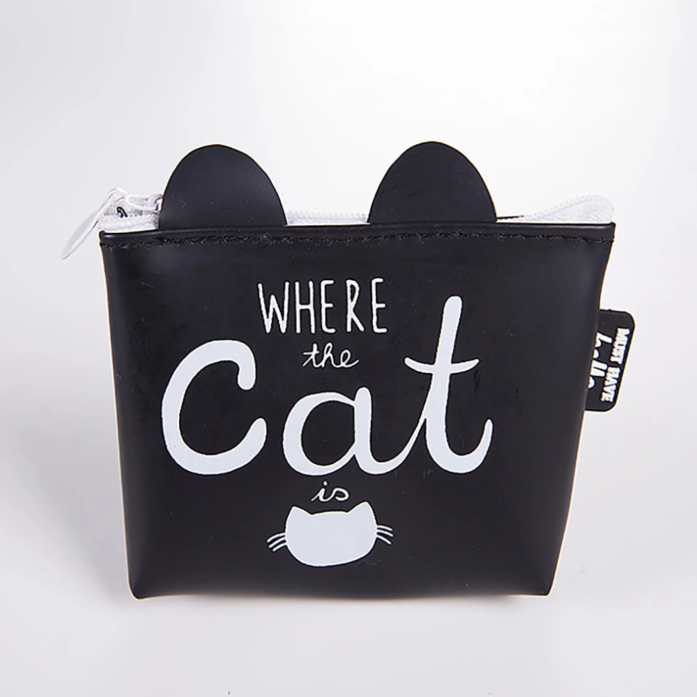 Snacks Coin Purse Women Transparent PU Zipper Change Coin Cartoon Cat Wallet Holders Money Bag For Kids Girl Gift 816