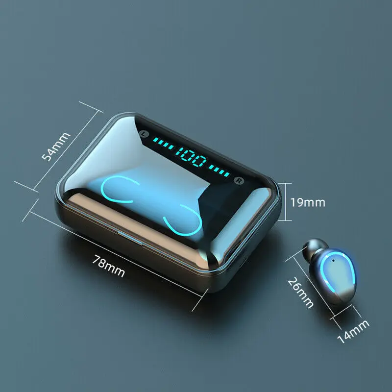 Bluetooth 5 0 Headset TWS Wireless Earphones Mini Stereo Music Gaming Earbuds LED Display Earphone Waterproof 2019