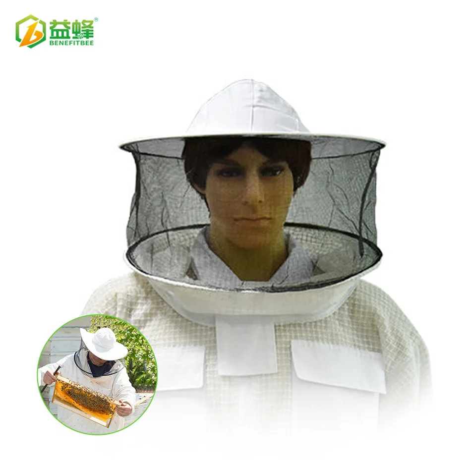 

Beekeeping Tools Double Cloth Anti-Bee Hat with Drawstring Top Mesh Bee Hat Anti-Bee Mask Bees Protective Equipment