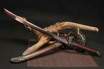 

DAMASCUS FOLDED STEEL BLUE BLADE ROSE CHINESE TIGER DRAGON SWORD DAO