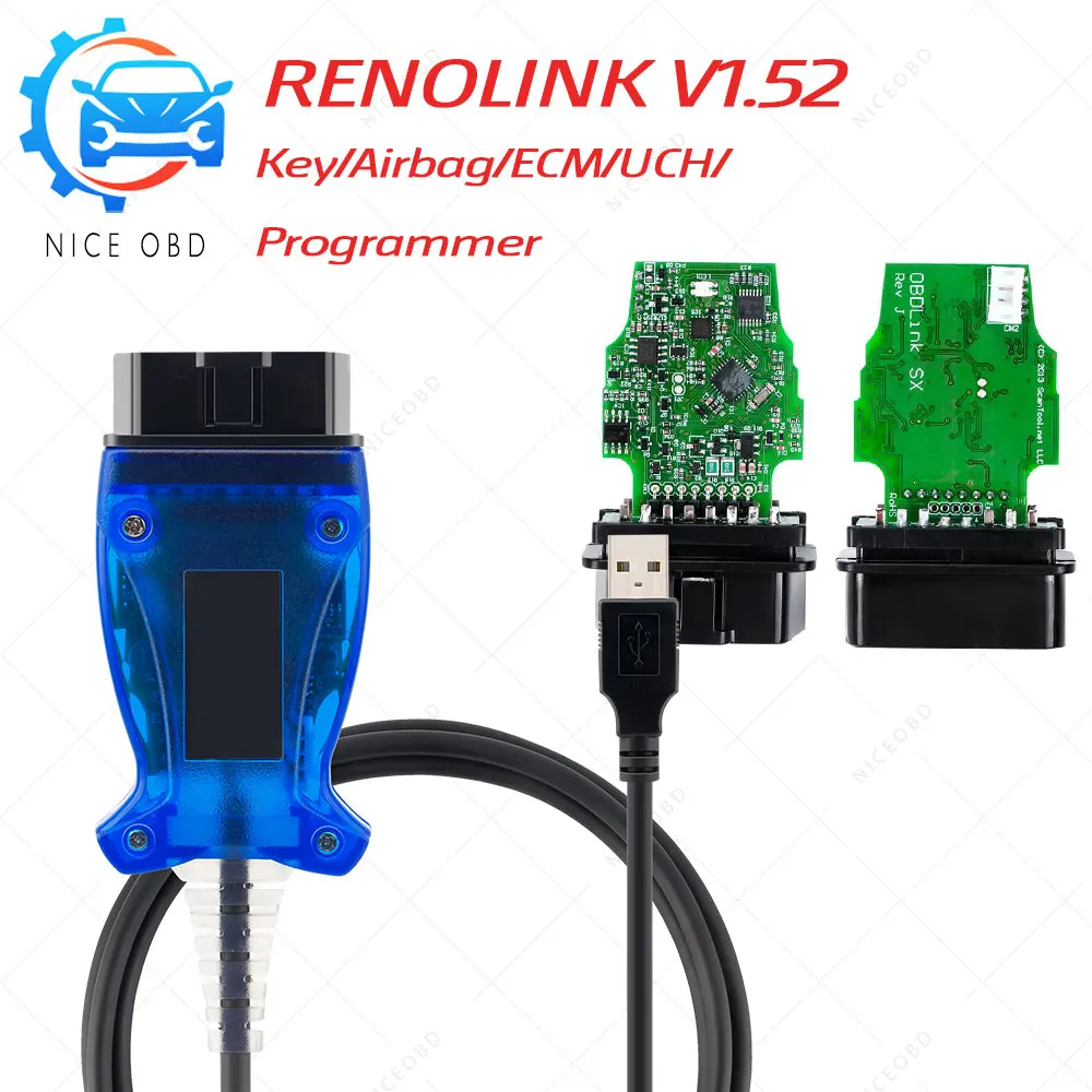 Новый программатор ЭБУ RENOLINK V1.52 для Renault Renolink USB Диагностический кабель Key/Подушка