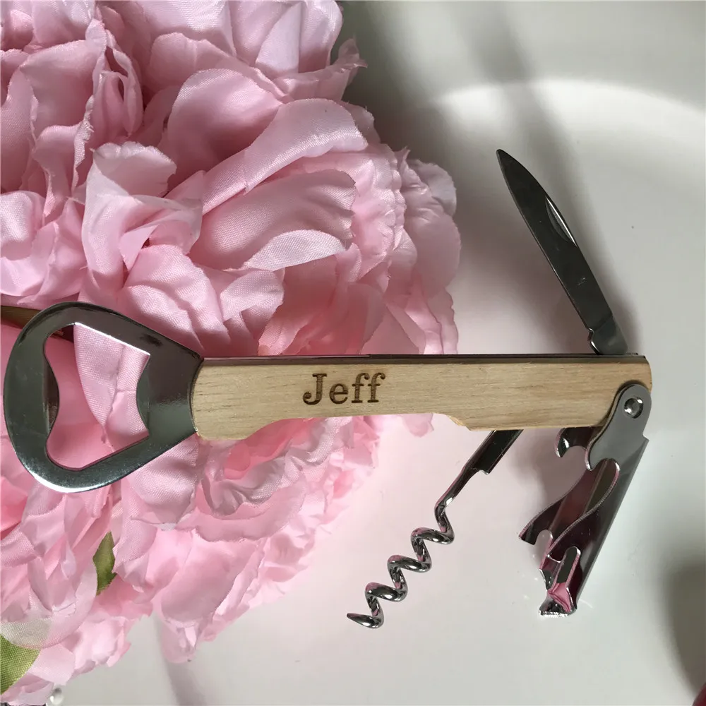 4pcs Groomsmen Bottle Opener Custom Corkscrew Engraved Wine Opener Wedding Party Gifts Monogrammed Corkscrew