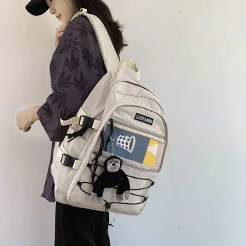 

Woman's Backpack 2020 New Style Backpack Large Capacity Waterproof Nylon Cloth Junior and Senior High School Student Schoolbag