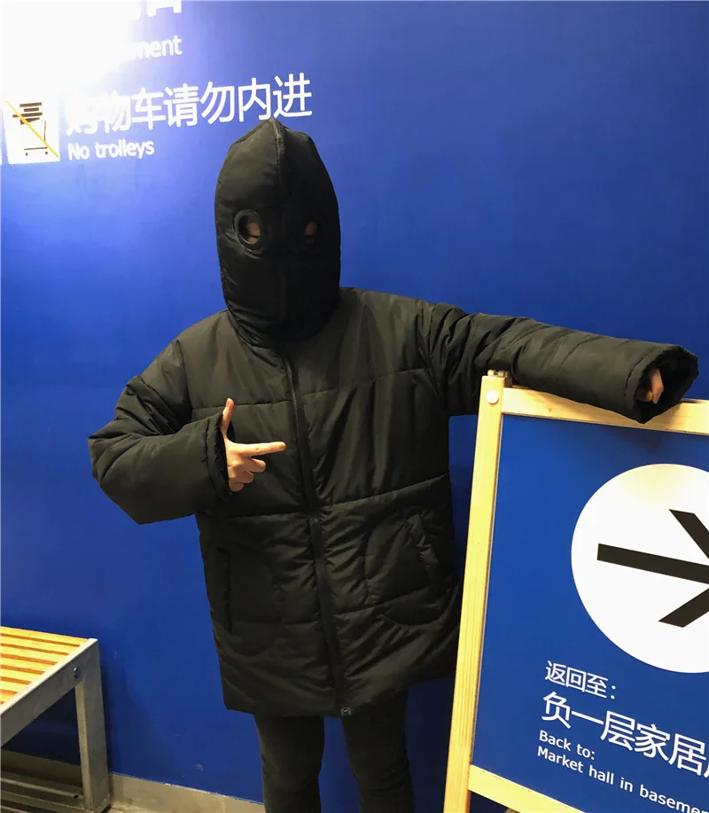 Douyin, одежда в стиле знаменитостей, Забавный стиль, пуховое перо, инопланетяне, женское, белое хлопковое пальто, куртка с капюшоном, для путешествий