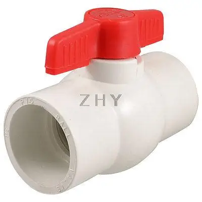 

1.97" x 1.97" Slip Ends Two Way Ports PVC Ball Valve White Red