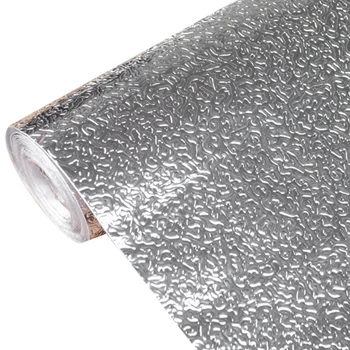 

New-5M Pattern Aluminum Oil Proof Sticker Kitchen Orange Peel Lines Foil Stove Cabinet Waterproof Adhesive Sliver Vinyl Wallpape