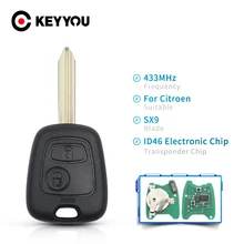 KEYYOU مفتاح تحكم عن بعد 2 زر 433 MHz ID46 رقاقة الكترونية لسيتروين ساكسو كسارا بيكاسو بيرلينجو مع شفرة SX9