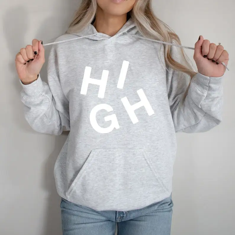 Sugarbaby High Funny Graphic Hoody Sweatshirt Aesthetic Outfit Fashion Women Cotton Sweater Long Sleeved Casual Tops Drop Ship