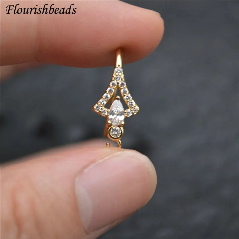 Металлические медные серьги-Крючки с антикоррозийным покрытием бисер из фианита