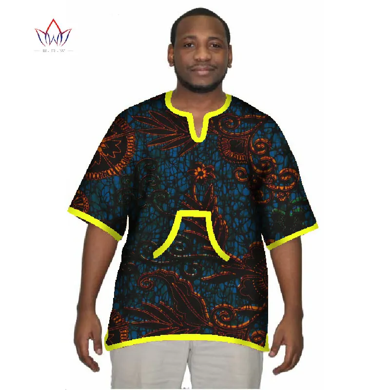1 Новые футболки в африканском стиле 6XL футболка Повседневная хлопковая Печатный воск Дашики Мужская футболка с короткими рукавами Летний больших размеров Лидер продаж WYN06 - Цвет: 1
