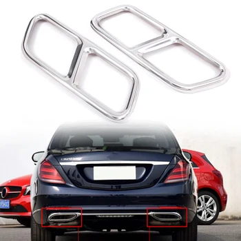 

2pcs/Pair Chrome Auto Car Steel Rear Exhaust Muffler Tail Pipe Trim For Mercedes Benz S Class W222 2010-17