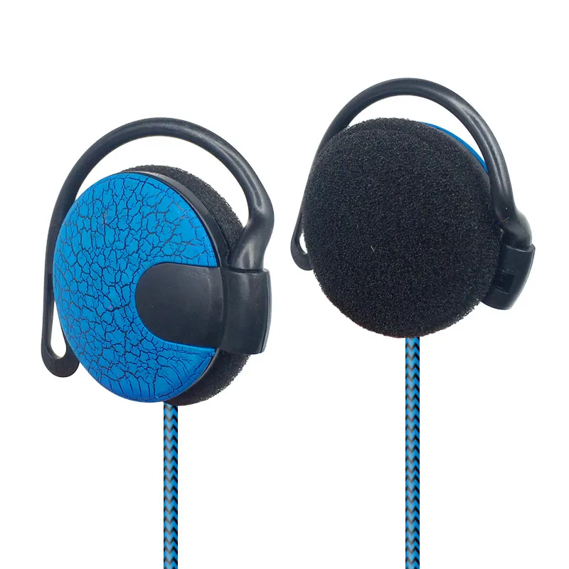 Blue Спортивные трещины наушники 3,5 мм ушной крючок стерео гарнитура HiFi бас наушники для Ipod Mp3 плеер компьютер мобильный наушник для телефона - Цвет: Blue