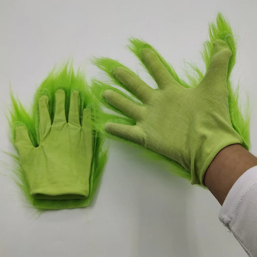 Cartoon Grinch Fur Gloves Latex Mask Christmas Halloween Masquerade Party Accessory Fancy Carnival Cosplay Prop For Kids Adult |
