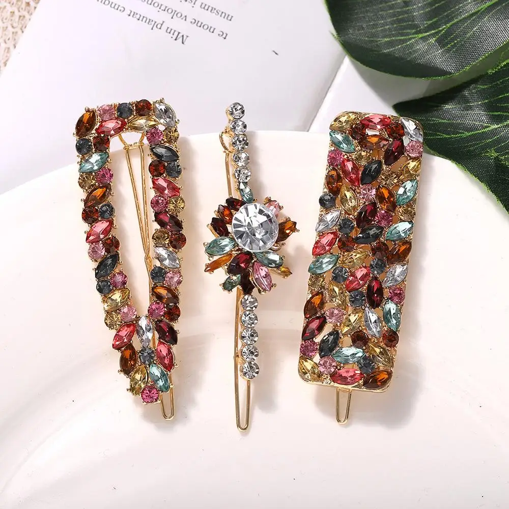 3pc/set Fashion Crystal Flower Hair Clip Women Za Hairpins Wedding Bridal Hairclip Barrettes Head Wear Ornament Hair Accessories jewelry accessories hair accessory hair clip