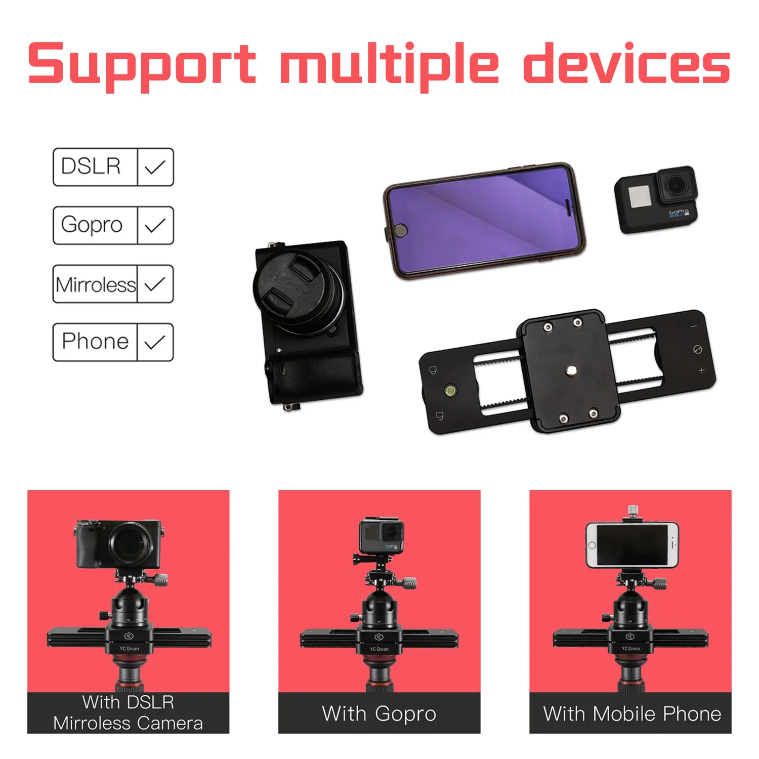 Camera Track Slider YC Onion Chocolate Slider for Camera DSLR Phone Mini Manual Portable Sliders Stabilizer for Camera 11in/28cm Travel Length