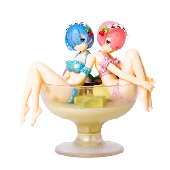 

Anime Re:Life In A Different World From Zero Wine Glass Pudding Ram Rem Kawaii Cute PVC Action Figure Model Toy M3341