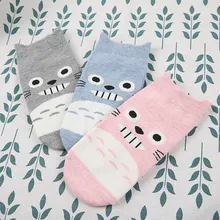 Носки с принтом аниме «Tonari no Totoro»; милые забавные женские хлопковые носки с героями мультфильмов; сезон весна-осень; мягкие удобные повседневные носки в Корейском стиле Харадзюку