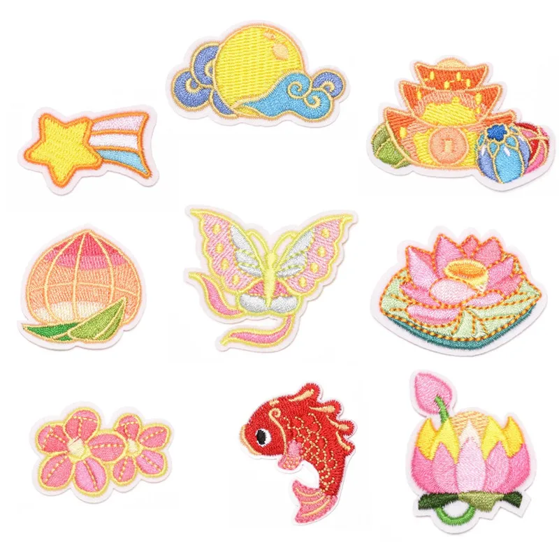 

Cartoon Flower And Fish Patches Iron On Embroidered Patch For Clothing Sticker Badge Paste For Clothes Bag Pants