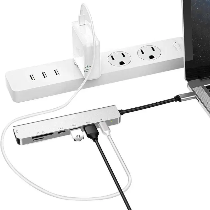 Горячая type-C концентратор портативный тонкий дизайн USB 3,1 конвертер концентратор 4K HDMI USB 2,0 PD USB C SD TF кард-ридер 7 в 1 адаптер