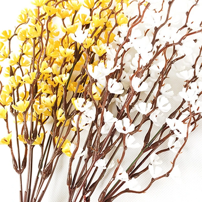 Искусственные пластиковые Wintersweet Цветочные Декоративные Шелковые цветы для дома Романтические свадебные декорации 2 шт